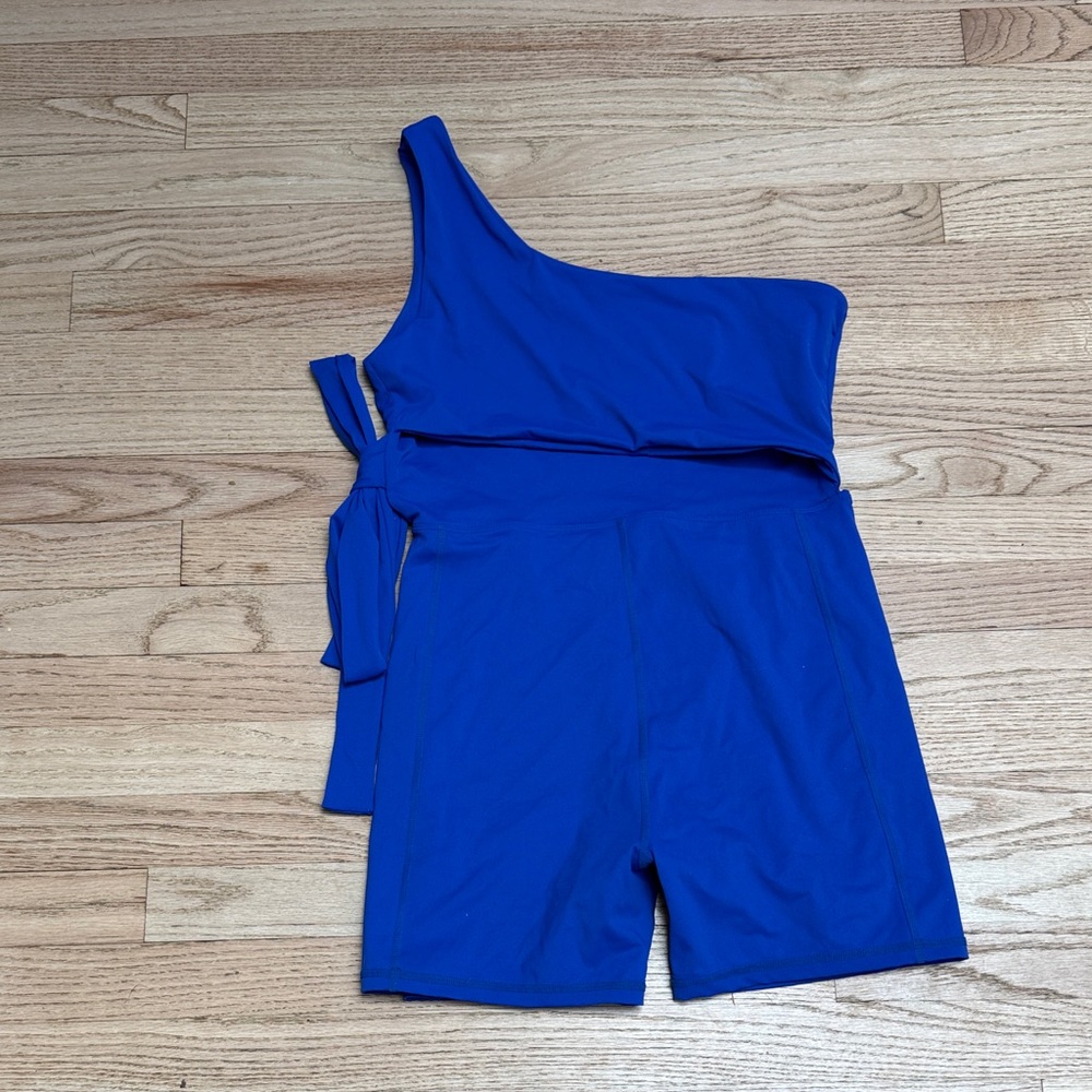 SHEIN Athleisure Royal Blue One-Shoulder Romper